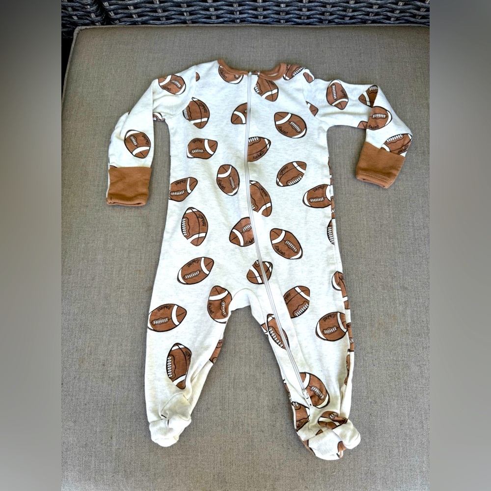Wonder Nation, Football Theme, Sleeper with Footies, Size 6-9 Months
